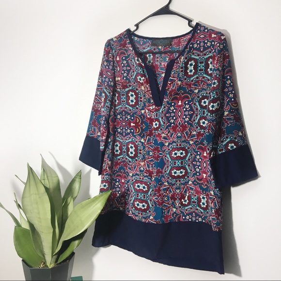 Tinley Tops - Tinley | Boho Inspired 3/4 Sleeve Tunic Size S
